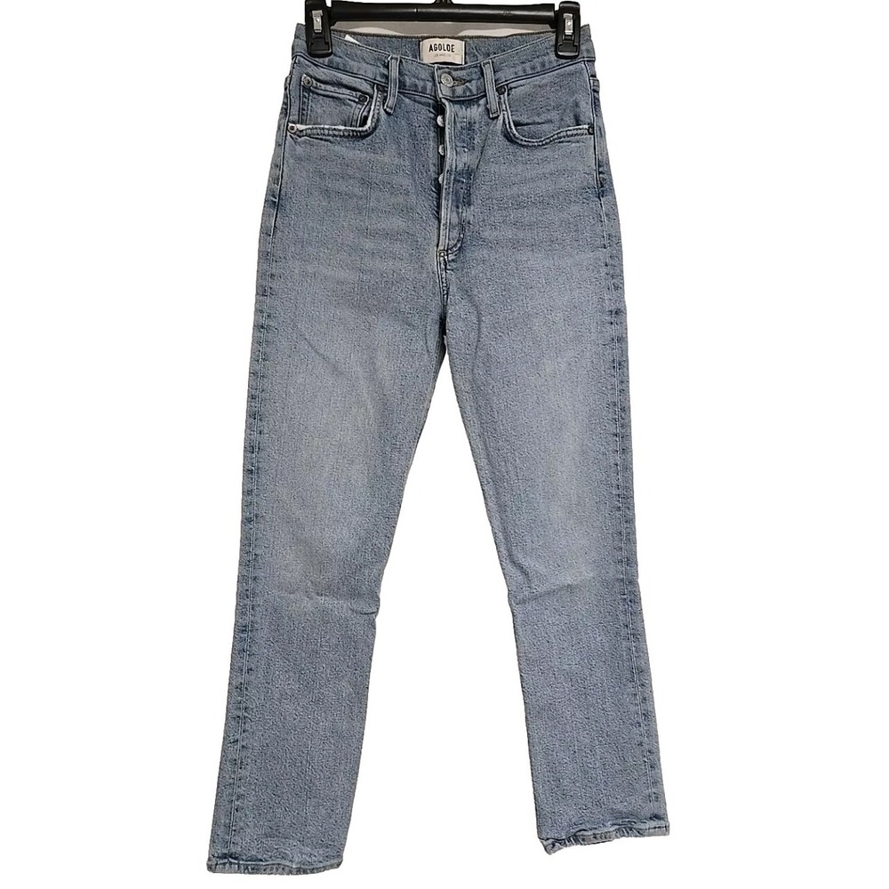 Agolde Los Angeles Riley Button Fly Denim Jeans Straight Leg Light Blue Size 25